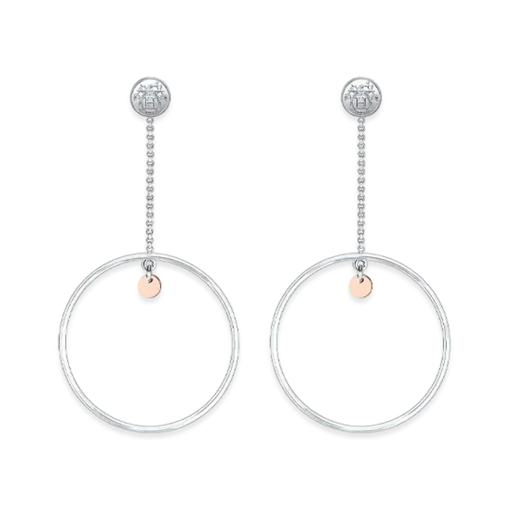 Hermes Hermes Ex-Libris Earrings "Silver/Pink Gold"