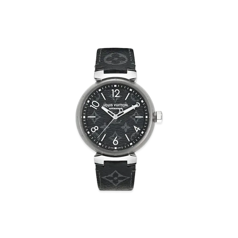 Louis Vuitton Tambour Automatic GM Monogram Eclipse Rubber Belt Watch Auto 42mm "Noir"