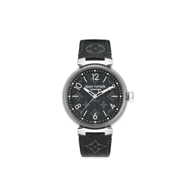 Louis Vuitton Tambour Automatic GM Monogram Eclipse Rubber Belt Watch Auto 42mm "Noir"