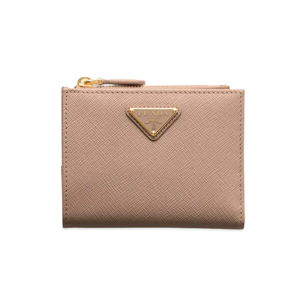 PRADA Saffiano Triangle Wallet "Cloudy Grey"