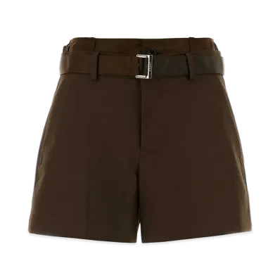 sacai Women's Polyester Blend Shorts "Brown/Olive Green"
