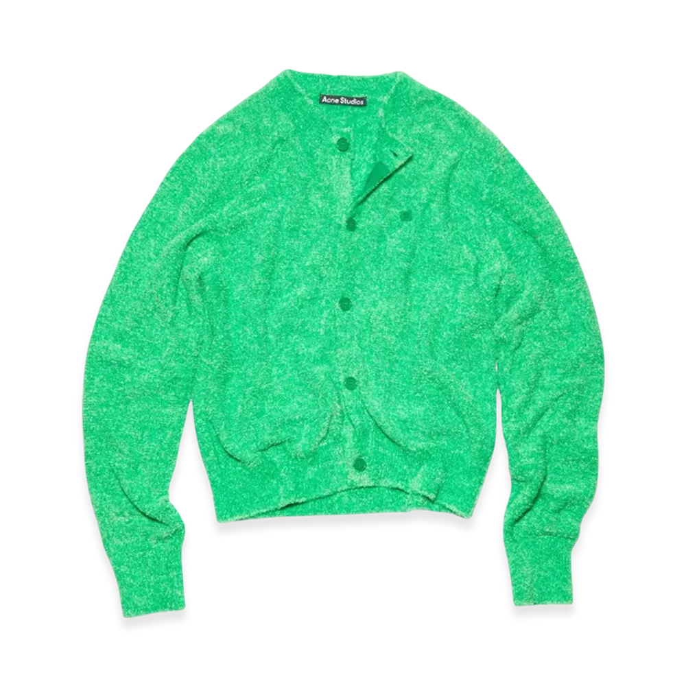 Acne Studios Face Crewneck Cardigan "Bright Green"