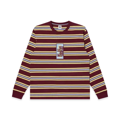 BlackEyePatch HWC Label Striped Heavyweight L/S Tee "Burgundy"