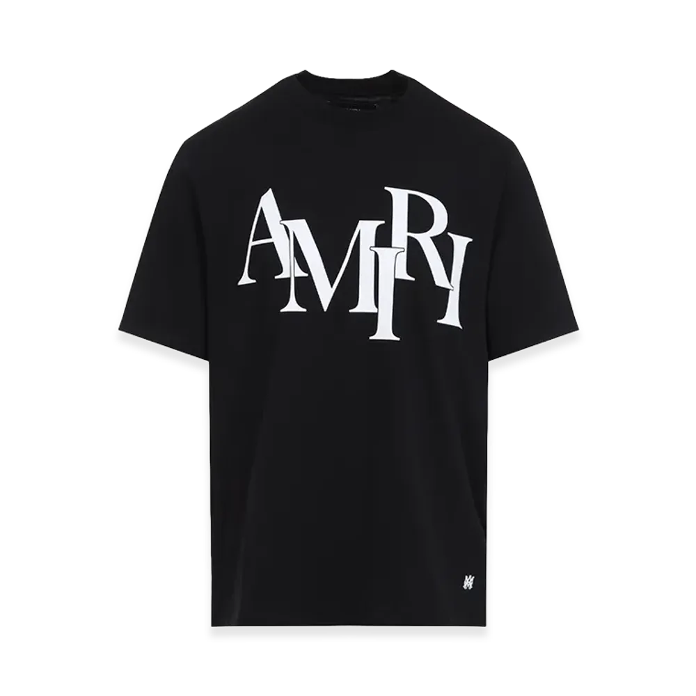 AMIRI Cotton Staggered Logo Tee "BLACK"