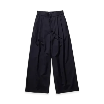 ATON Wool Tropical Wide Easy Pants "Navy"