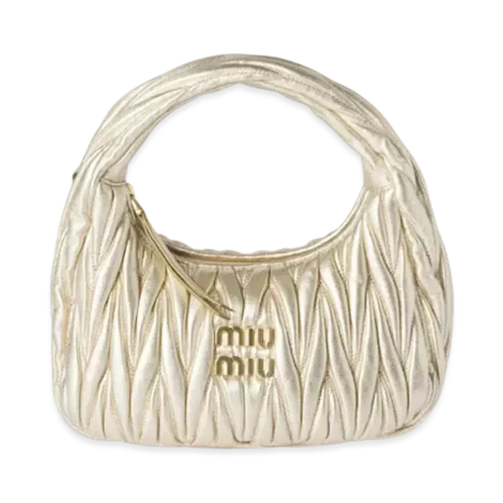 MIUMIU Wander Matelasse Nappa Leather Hobo Bag "Gold"