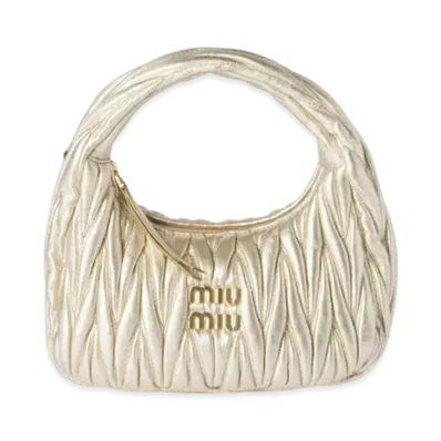 MIUMIU Wander Matelasse Nappa Leather Hobo Bag "Gold"