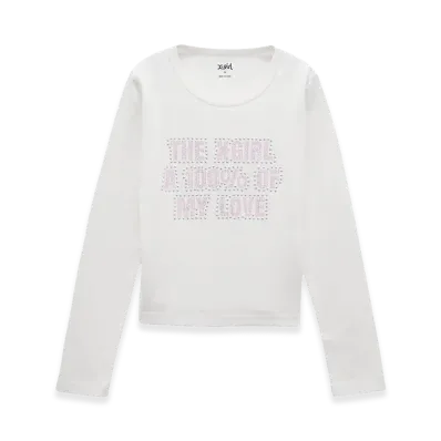 X-Girl Women's Star And Logo L/S Baby Tee "White"