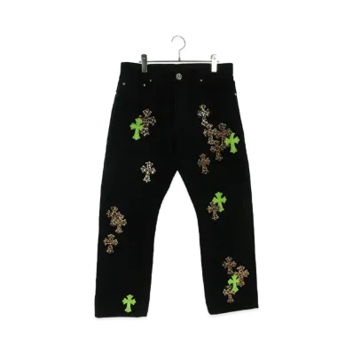 Chrome Hearts Jean Strtlg FBRC Cross Patch Denim Pants "Black/Green/Brown"