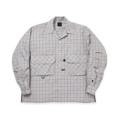 DAIWA PIER39 Tech Sports Open Collar Shirt L/S Nova Check "Beige"