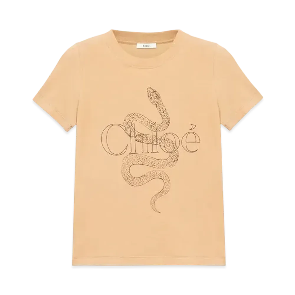 Chloe Baby Fit Logo T-Shirt In Cotton Jersey "Milky Brown"