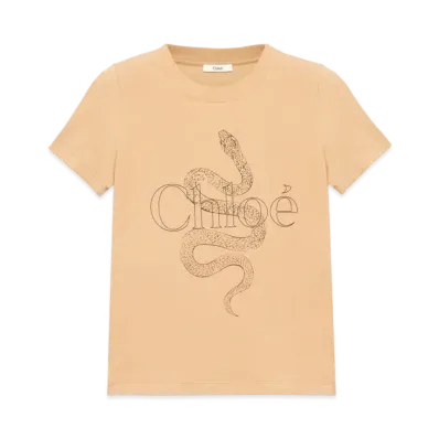 Chloe Baby Fit Logo T-Shirt In Cotton Jersey "Milky Brown"
