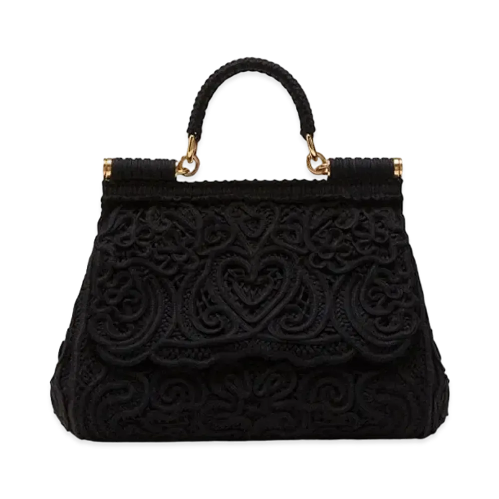 Dolce&Gabbana Sicily Bag Medium Code Race Embroidery "Black"