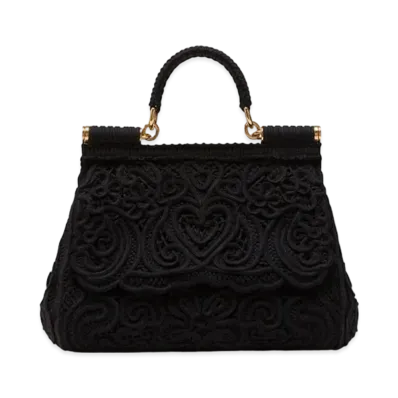 Dolce&Gabbana Sicily Bag Medium Code Race Embroidery "Black"