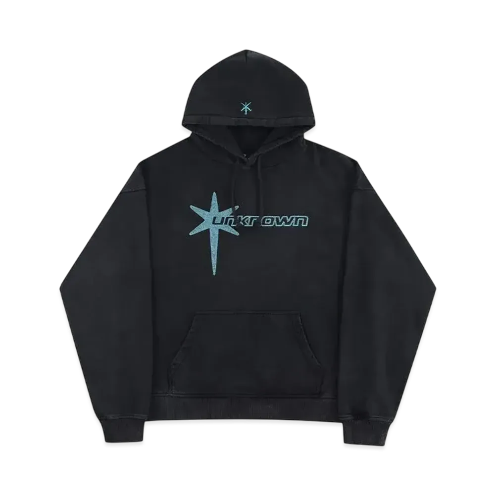 Unknown London Vintage Washed Star Logo Hoodie "Black"