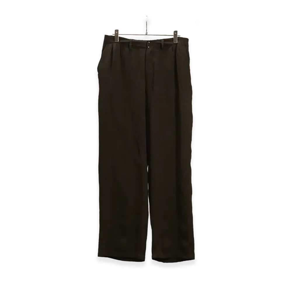 ANCELLM 100/S Linen Tuck Slacks "Brown"