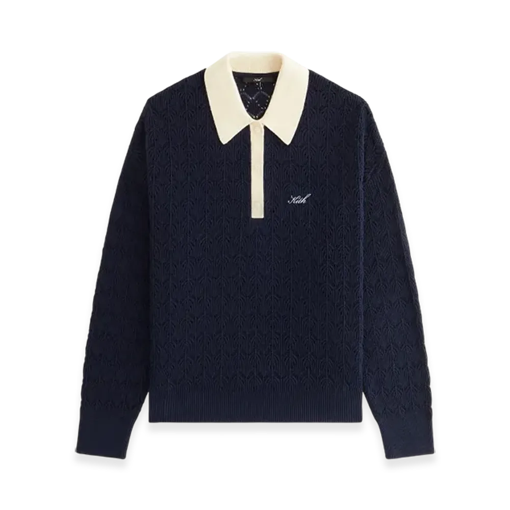 Kith Women's Selma Crochet Polo Long Sleeve "Nocturnal"