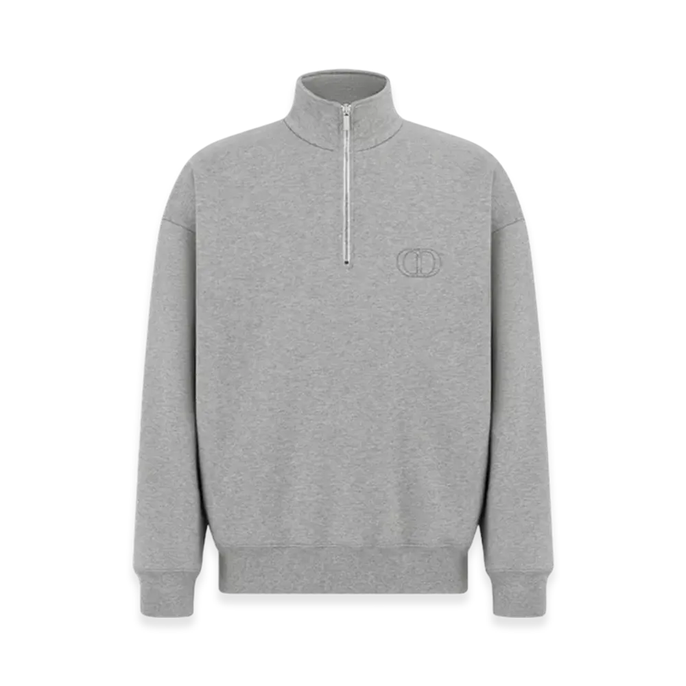Dior CD Icon Half Zip Sweatshirt "Gray"
