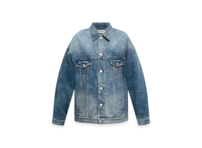 BALENCIAGA Women's Allover Logo Denim Jacket "Blue"
