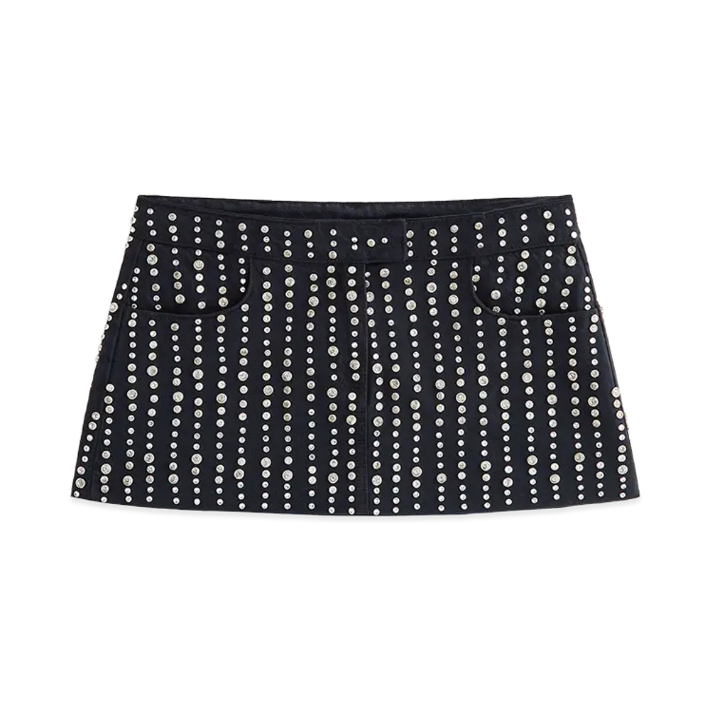 Kith x Lisa Women's Nari Studded Denim Mini Skirt "Black"