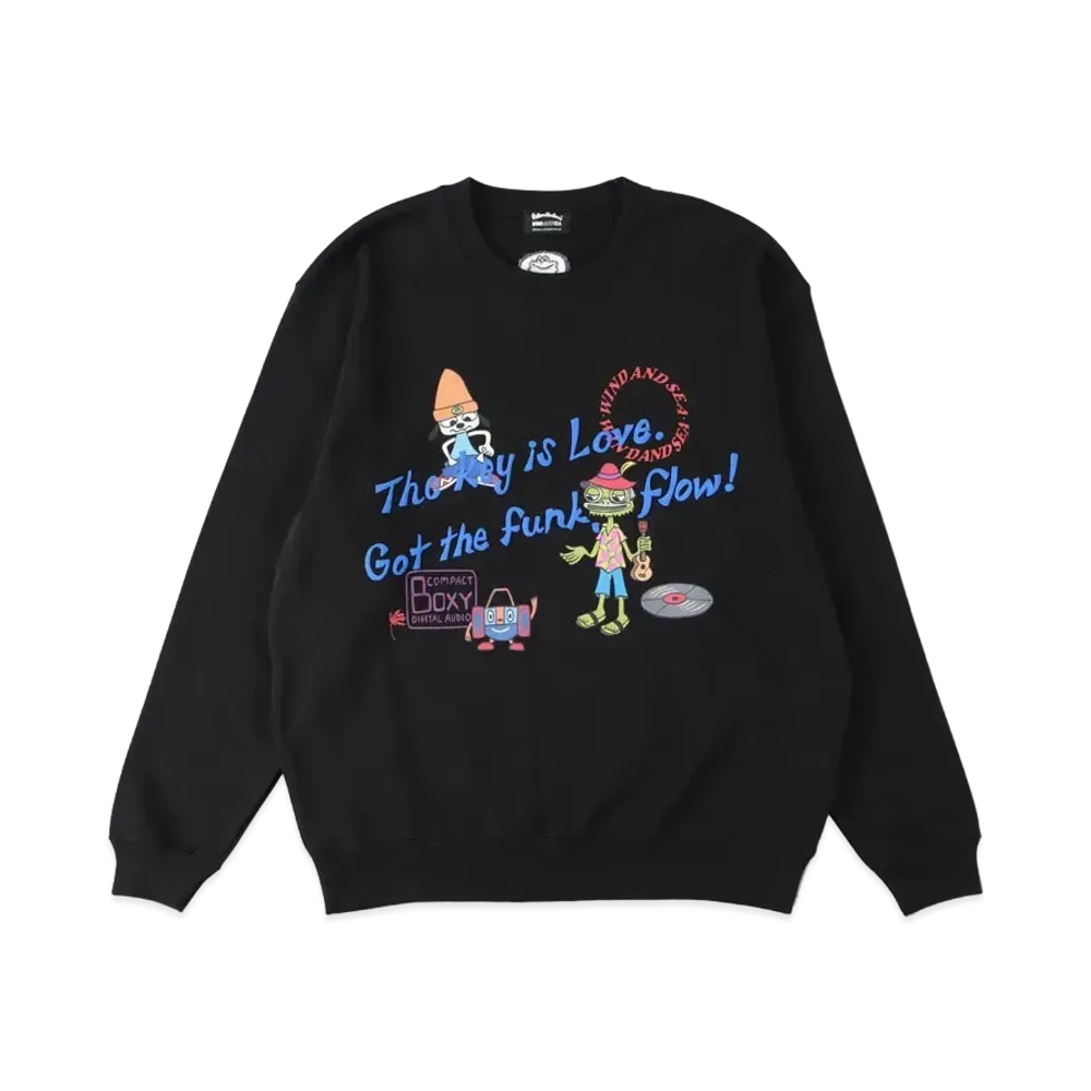 WIND AND SEA x PARAPPA THE RAPPER (PARAPPA & PRINCE FLEASWALLOW) CREW NECK "Black"