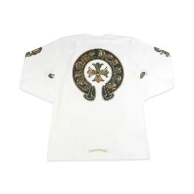 Chrome Hearts Horse Shoe 3 CEM CRS Pocket L/S T-Shirt Camouflage "White/Gold"