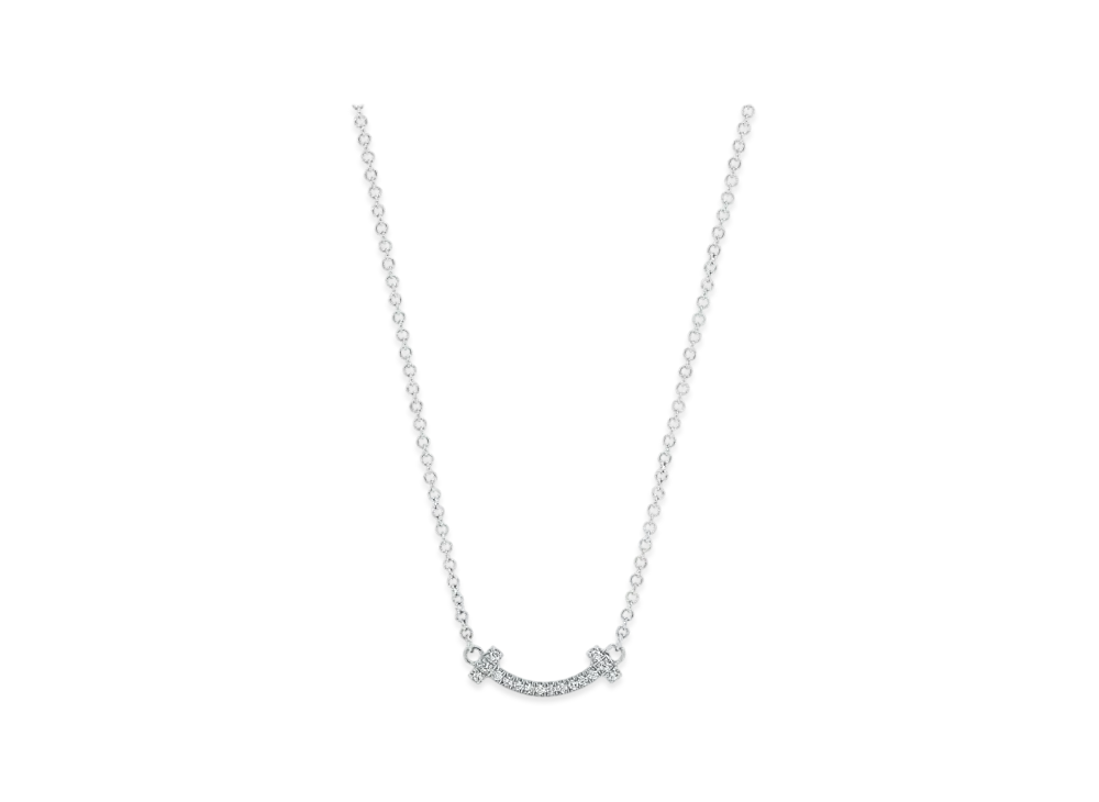 Tiffany & Co. Tiffany T Smile Mini Pendant with Diamonds "White Gold"