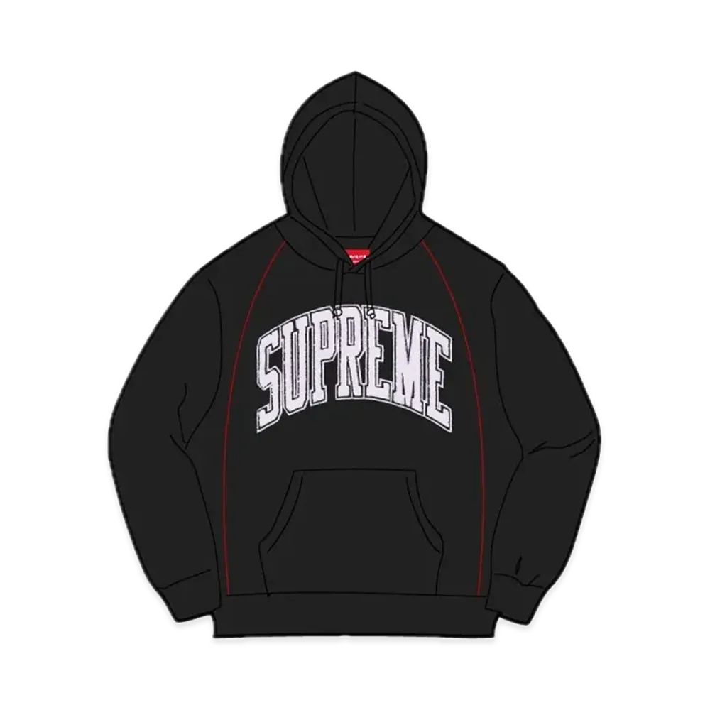 Supreme Boxy Piping Arc Hooded Sweatshirt "Black"