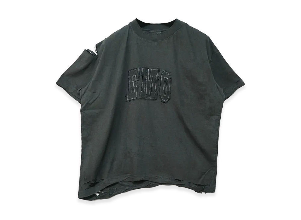 BALENCIAGA EMO Logo Embroidery Destroyed T-Shirt "Black"