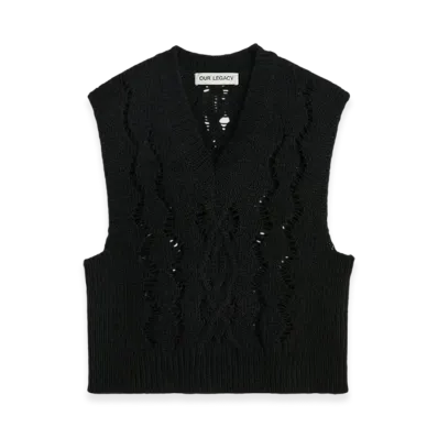 OUR LEGACY Women's Cable Michigan Tank "Black Fisherman Wool"