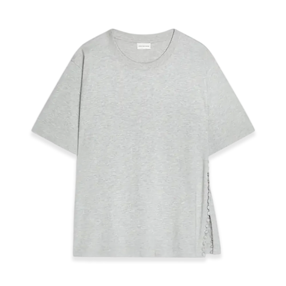 DRIES VAN NOTEN Women's Buttoned Cotton Tee "Grey melange"