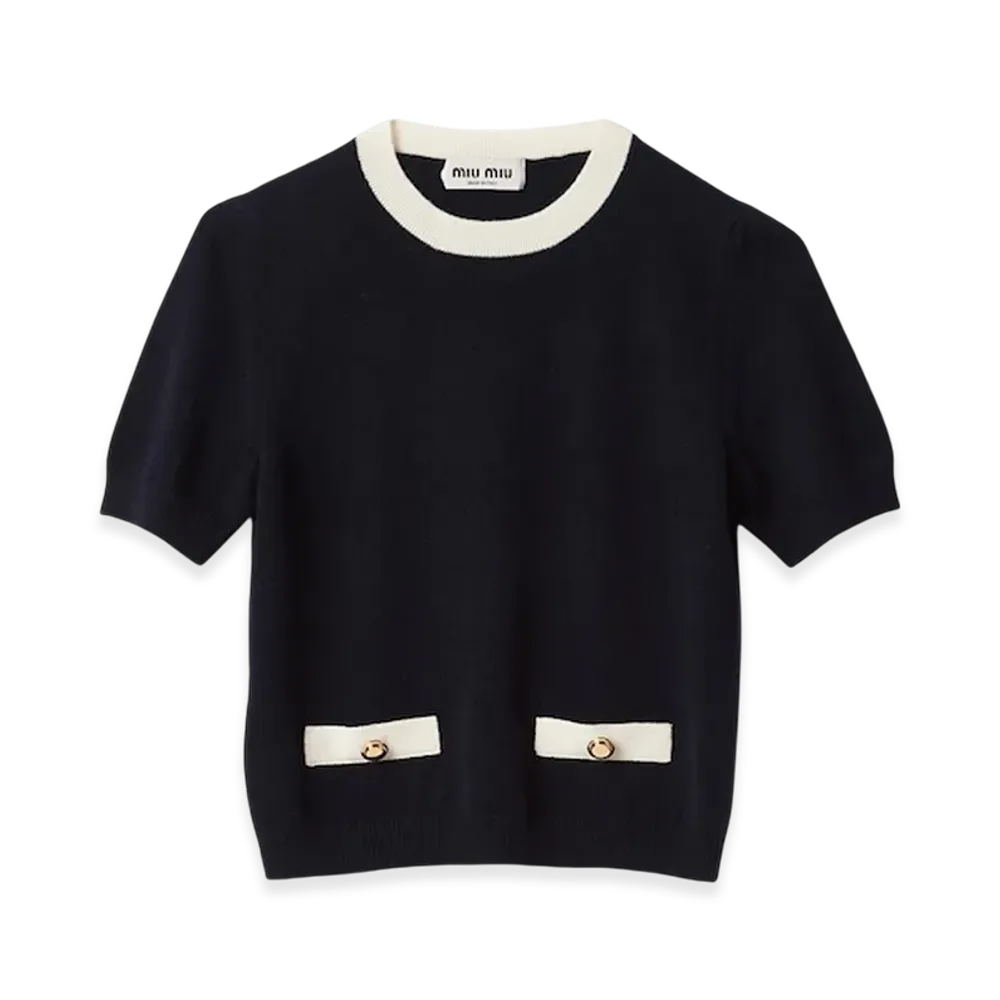 MIU MIU Women's Cashmere Sweater "Blue/White"