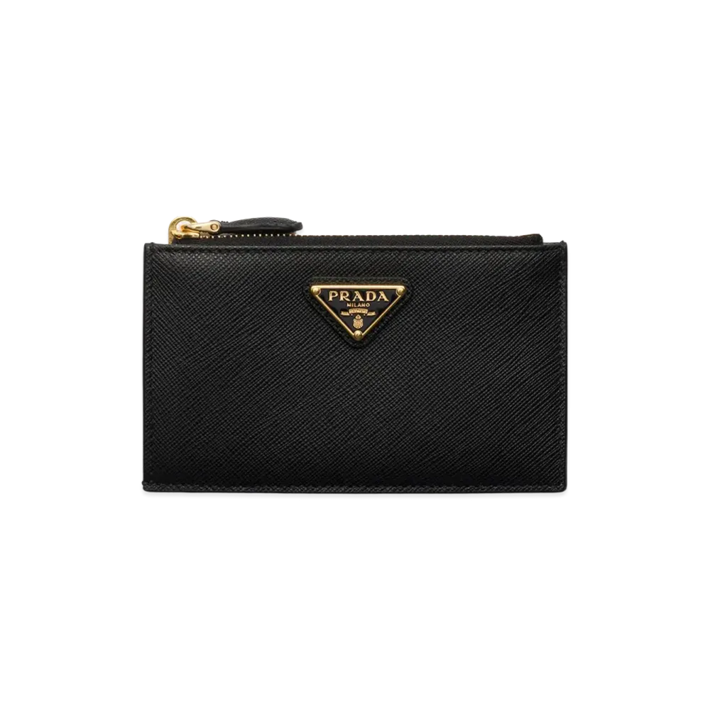 PRADA Printed Saffiano Leather Card Case "Black"