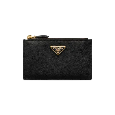 PRADA Printed Saffiano Leather Card Case "Black"