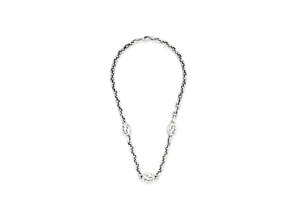 GUCCI Interlocking Double G Necklace "Silver"