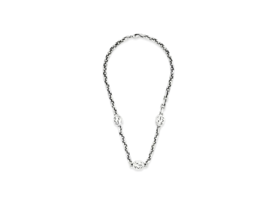 GUCCI Interlocking Double G Necklace "Silver"