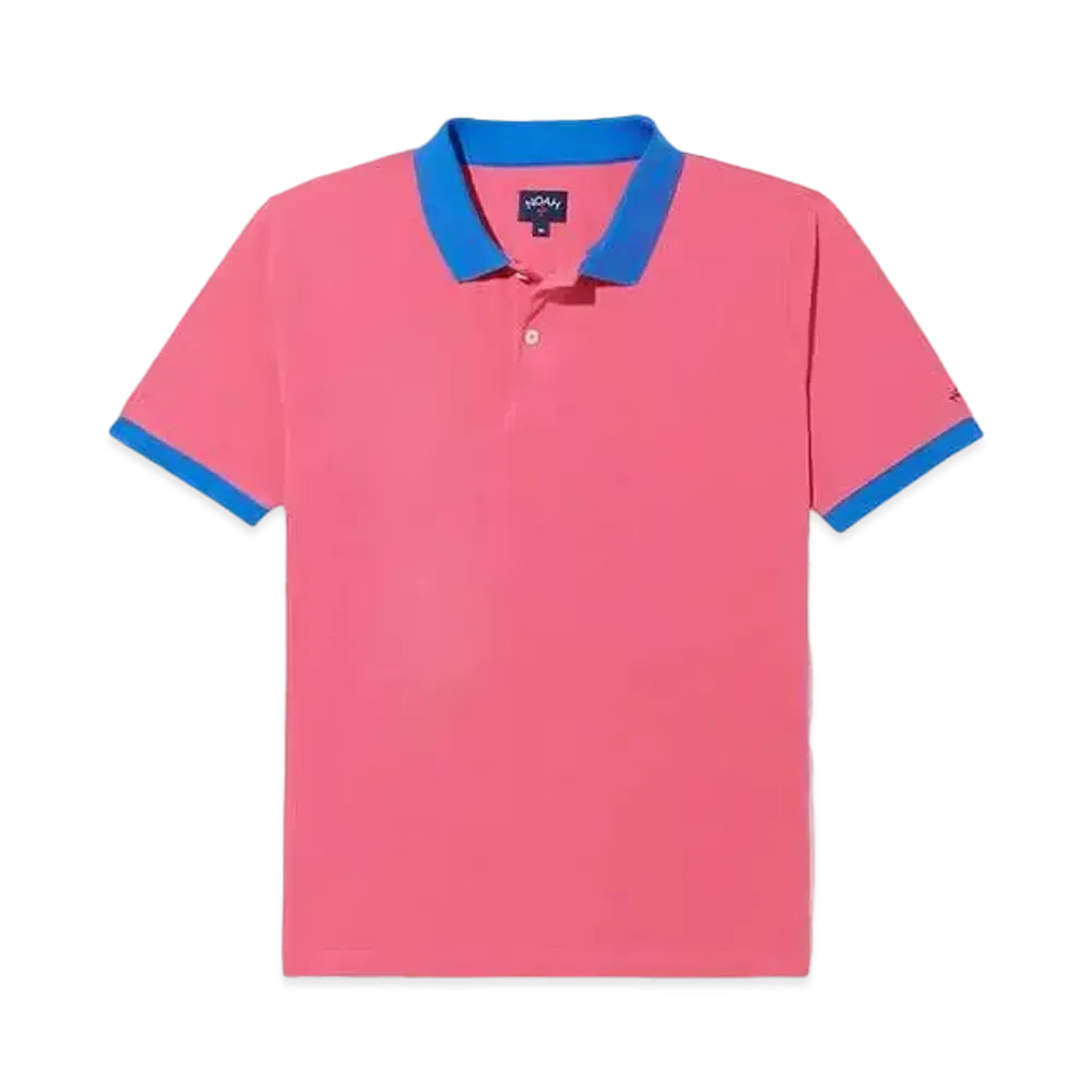 Noah Contrast Collar Pique Polo "Watermelon"