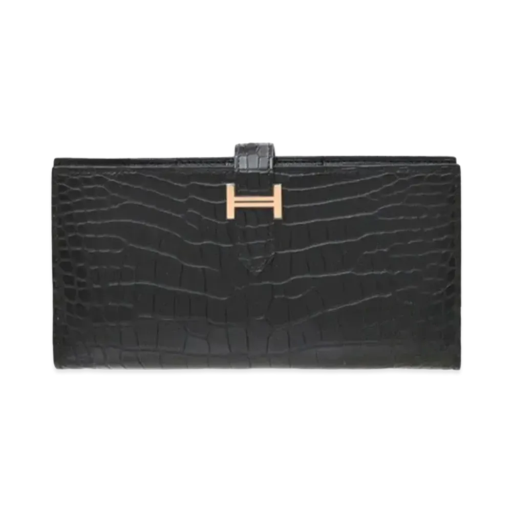 Hermes Crocodile Alligator Matte "Noir/Rose Gold"