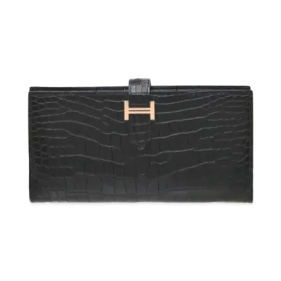 Hermes Crocodile Alligator Matte "Noir/Rose Gold"