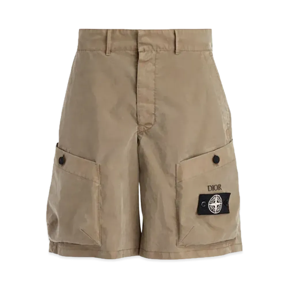 Dior x Stone Island Bermuda Short Pant Cotton Blend Satin "Brown"