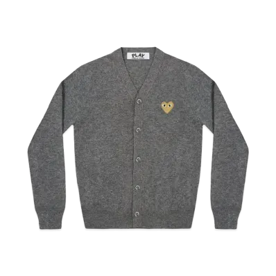 PLAY COMME des GARCONS Gold Heart Men's Cardigan "Mid Grey"