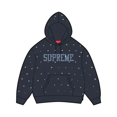 Supreme Stars Studded Hooded Sweatshirt "Navy"