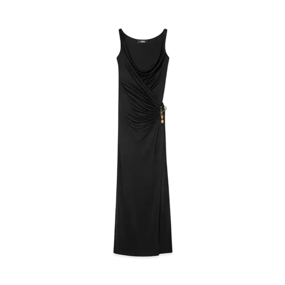 Versace Safety Pin Gathered Gown "Black"