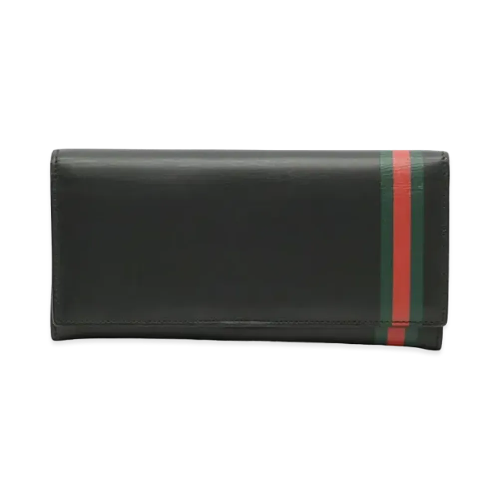 GUCCI Bi-Fold Long Wallet Leather Sherry "Black"
