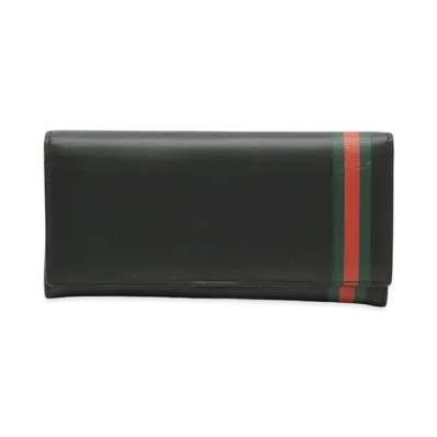 GUCCI Bi-Fold Long Wallet Leather Sherry "Black"