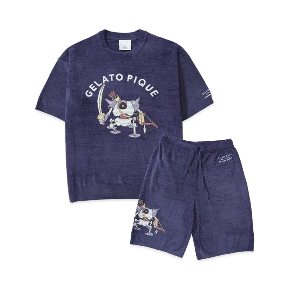 GELATO PIQUE x DRAGON QUEST Jacquard S/S Pullover & Half Pants Set "Navy"
