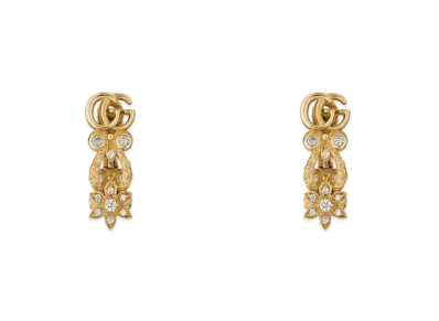 GUCCI Floral Style 18K Gold Diamond Earrings