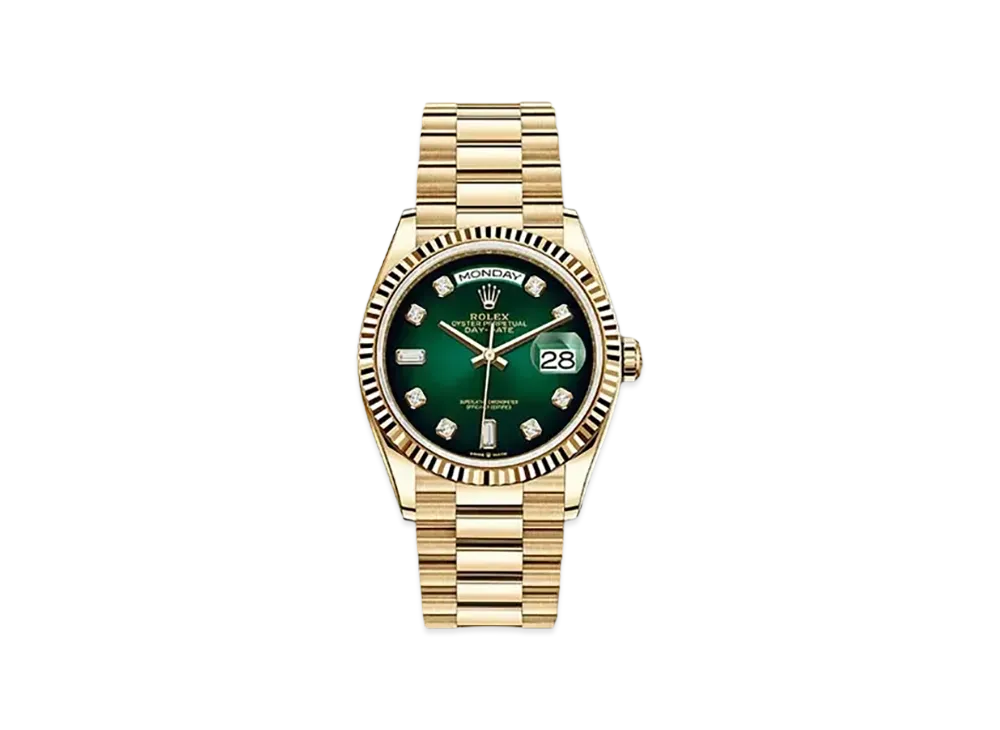 ROLEX Day-Date 36 Green Dial 10P Diamonds 128238A