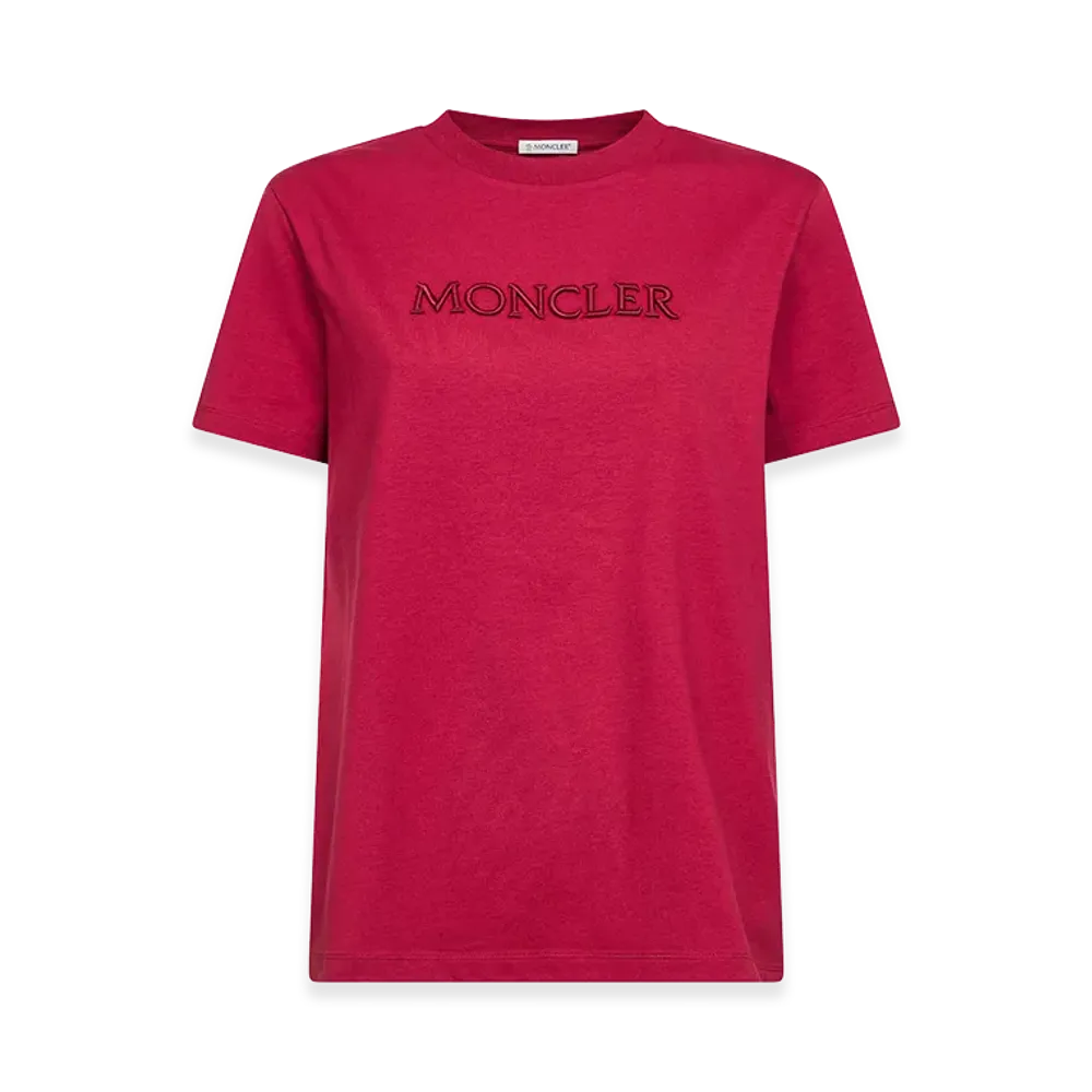 MONCLER Women's Logo Embroidery T-Shirt "Red"