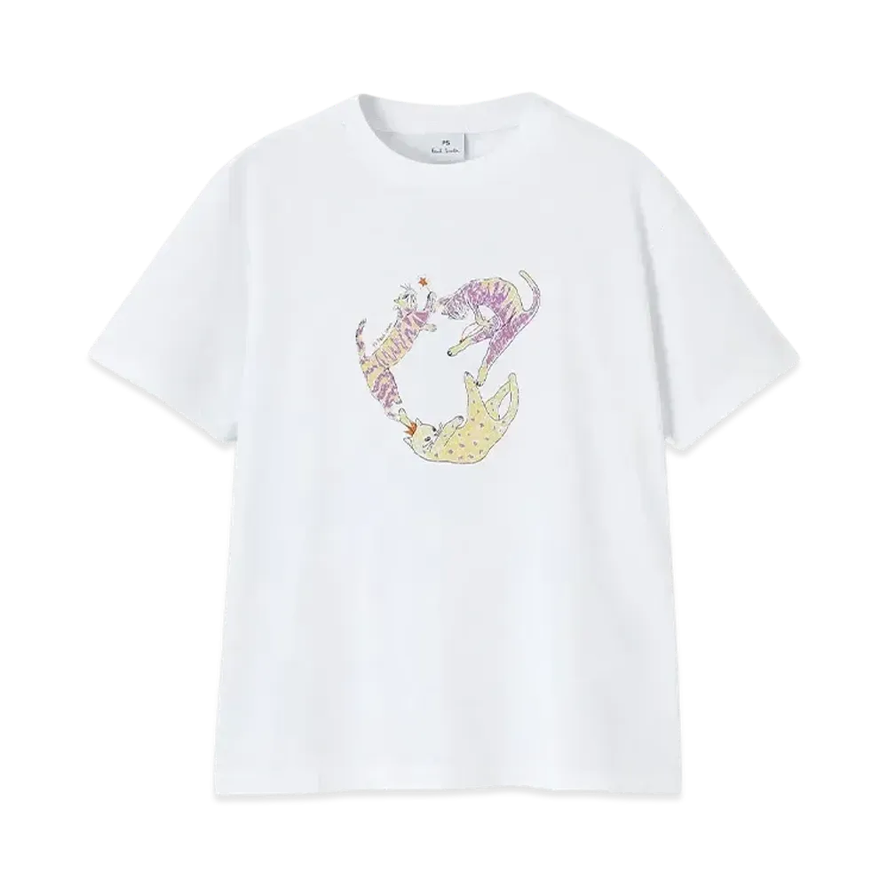 Paul Smith Women's Dancing Cat Short Sleeve T-Shirt "White"